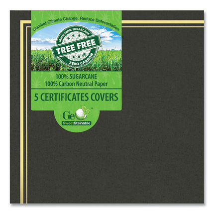 Certificate/Document Cover, 9.75" x 12.5", Black With Gold Foil, 5/Pack