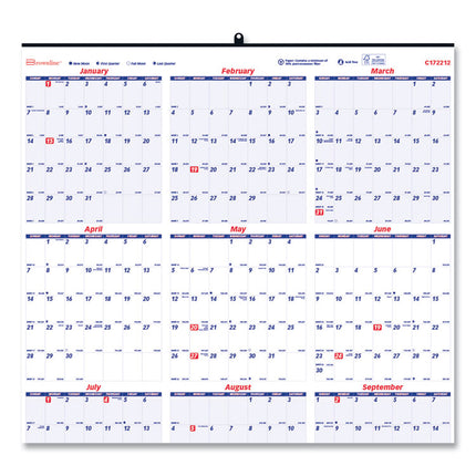Yearly Wall Calendar, 24 x 36, White/Blue Sheets, 12-Month (Jan to Dec): 2025
