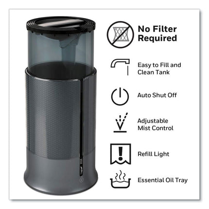 Filter Free Ultrasonic Cool Mist Humidifier, 1.25 gal, 8.8 x 8.8 x 13.2, Black