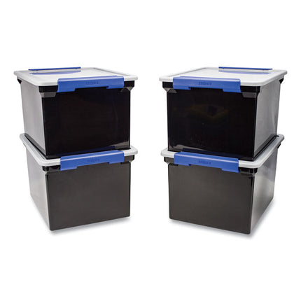 Tote with Locking Handles, Legal/Letter, 13.9" x 18.3 x 10.6", Black/Silver/Blue, 4/Carton