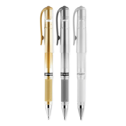 Signo Impact Gel Pen, Stick, Bold 1 mm, Assorted Metallic Ink and Barrel Colors, 3/Pack