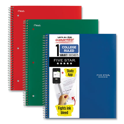 Wirebound Notebook, 1-Subject, Medium/College Rule, Assorted Cover Colors (Set 2), (100) 11 x 8.5 Sheets, 3/Pack