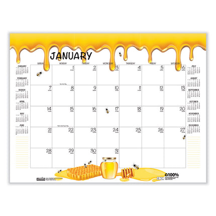 Recycled Honeycomb Desk Pad Calendar, Honeycomb Artwork, 22 x 17, White/Multicolor Sheets, 12-Month (Jan to Dec): 2025