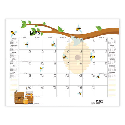 Recycled Honeycomb Desk Pad Calendar, Honeycomb Artwork, 22 x 17, White/Multicolor Sheets, 12-Month (Jan to Dec): 2025
