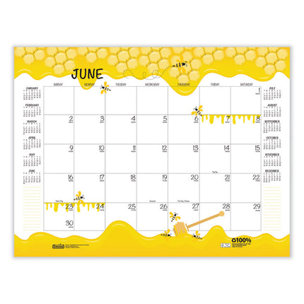 Recycled Honeycomb Desk Pad Calendar, Honeycomb Artwork, 22 x 17, White/Multicolor Sheets, 12-Month (Jan to Dec): 2025