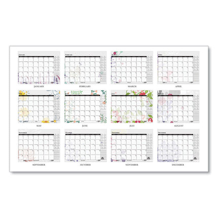 Recycled Desk Pad Calendar, Wild Flowers Artwork, 22 x 17, White Sheets, Black Binding/Corners,12-Month (Jan-Dec): 2025