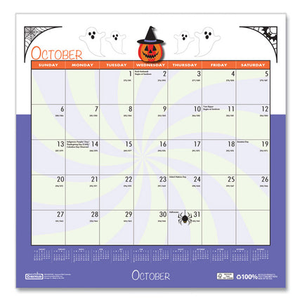 Recycled Seasonal Wall Calendar, Illustrated Seasons Artwork, 12 x 12, 12-Month (Jan to Dec): 2025