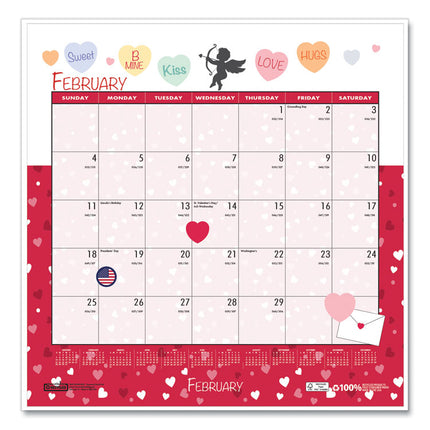 Recycled Seasonal Wall Calendar, Illustrated Seasons Artwork, 12 x 12, 12-Month (Jan to Dec): 2025