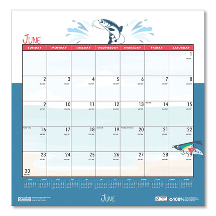Recycled Seasonal Wall Calendar, Illustrated Seasons Artwork, 12 x 12, 12-Month (Jan to Dec): 2025