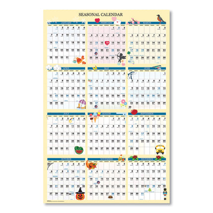 Recycled Seasonal Laminated Wall Calendar, Illustrated Seasons Artwork, 24 x 37, 12-Month (Jan to Dec): 2025