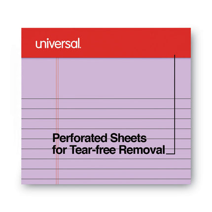 Perforated Ruled Writing Pads, Narrow Rule, Red Headband, 50 Assorted Pastels 5 x 8 Sheets, 6/Pack