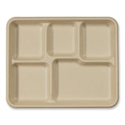 Fiber Trays, 5 Compartments, 8.5 x 10.24 x 1.01, Natural, Paper, 400/Carton