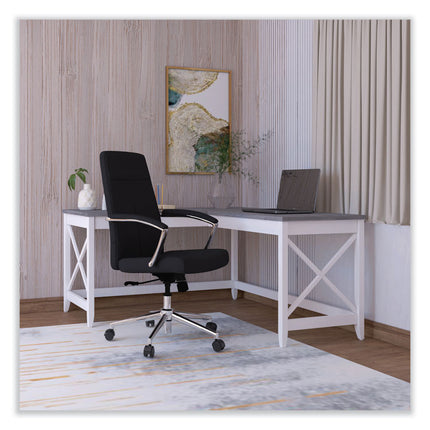 Leather Task Chair, Supports Up to 275 lb, 18.19" to 21.93" Seat Height, Black Seat, Black Back