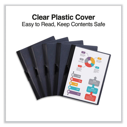 Clip-Style Report Cover, Clip Fastener, 8.5 X 11, Clear/black, 5/pack