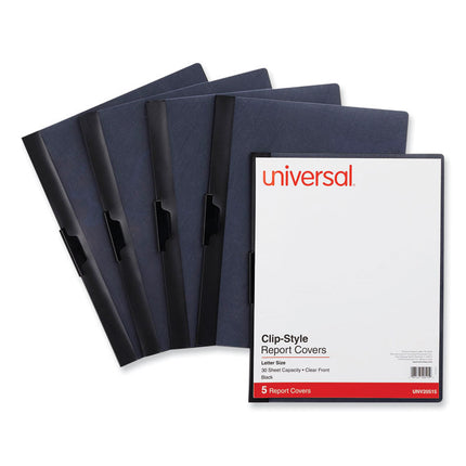 Clip-Style Report Cover, Clip Fastener, 8.5 X 11, Clear/black, 5/pack
