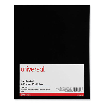 Laminated Two-Pocket Folder, Cardboard Paper, 100-Sheet Capacity, 11 X 8.5, Black, 25/box