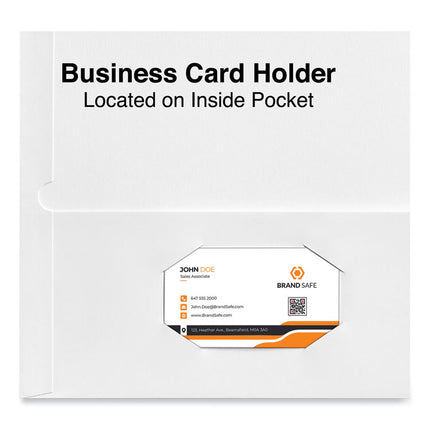 Laminated Two-Pocket Portfolios, Cardboard Paper, 100-Sheet Capacity, 11 X 8.5, White, 25/box