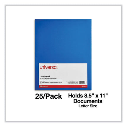 Laminated Two-Pocket Folder, Cardboard Paper, 100-Sheet Capacity, 11 X 8.5, Blue, 25/box