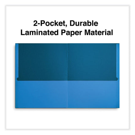 Two-Pocket Portfolio, Embossed Leather Grain Paper, 11 X 8.5, Light Blue, 25/box