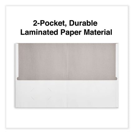Two-Pocket Portfolio, Embossed Leather Grain Paper, 11 X 8.5, White, 25/box