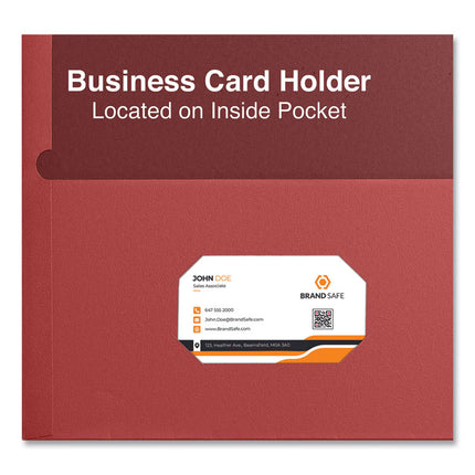 Two-Pocket Portfolio, Embossed Leather Grain Paper, 11 X 8.5, Red, 25/box