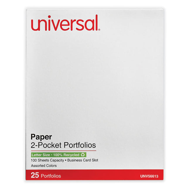 Two-Pocket Portfolio, Embossed Leather Grain Paper, 11 X 8.5, Assorted Colors, 25/box