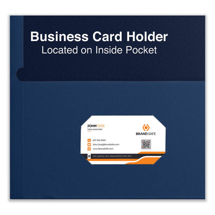 Two-Pocket Portfolio, Embossed Leather Grain Paper, 11 X 8.5, Dark Blue, 25/box