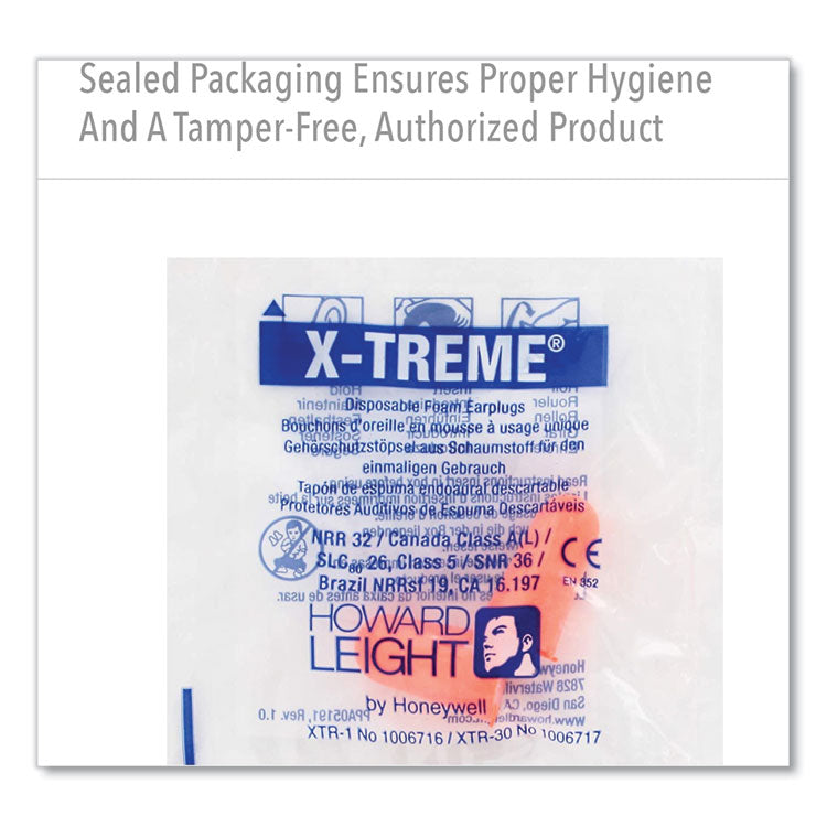 X-TREME Uncorded Disposable Earplugs, Uncorded, One Size Fits Most, 32 dB, Orange, 2,000/Carton