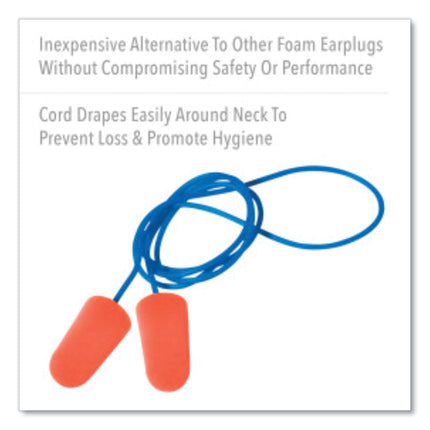 X-TREME Corded Disposable Earplugs, Corded, One Size Fits Most, 32 dB, Orange, 1,000/Carton