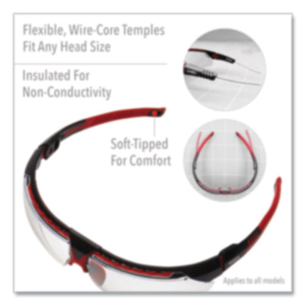 Avatar Safety Glasses, Black/Red Polycarbonate Frame, Gray Polycarbonate Lens