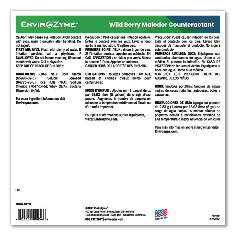 Wildberry Malodor Counteractant, Wildberry Scent, 1 oz Pouch, 800 Pouches