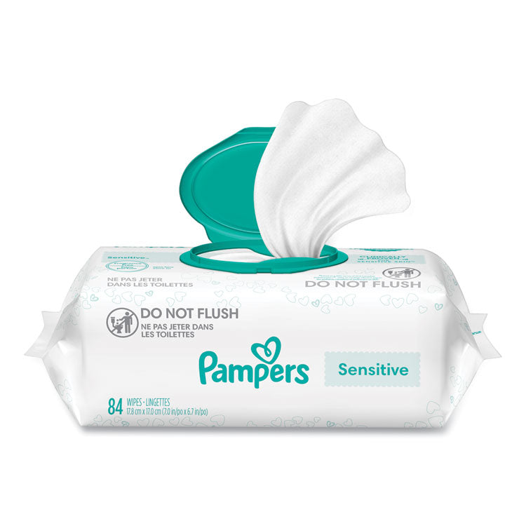 Sensitive Baby Wipes, 1-Ply, 6.7 x 7, Unscented, White, 84/Pack, 7/Carton