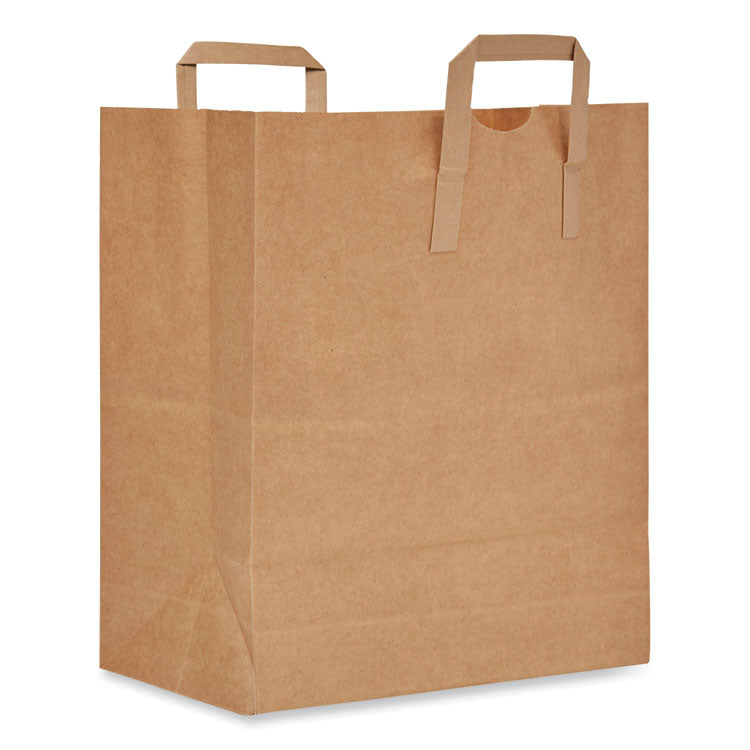 Handle Bag, #1/6 BBL Size, Natural Kraft Flat Handles, 12" x 7" x 17", Brown, 300/Bundle