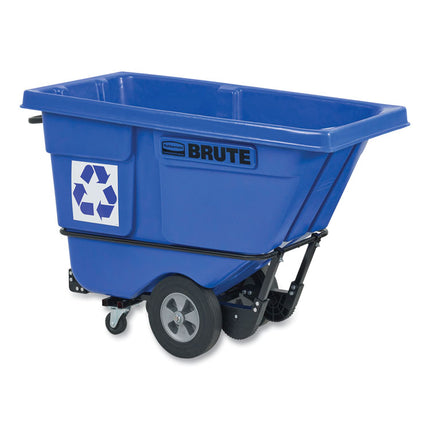 BRUTE Rotomolded Recycling Tilt Truck, 1 cu yd, 1,250 lb Capacity, Plastic/Steel Frame, Blue