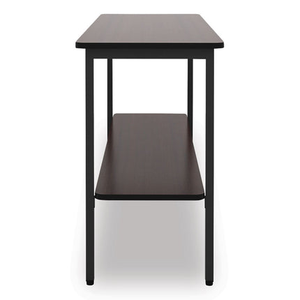 OfficeWorks One-Shelf Utility Table, Rectangular, 47.25" x 17.7" x 29.5", Walnut Top, Black Base/Legs