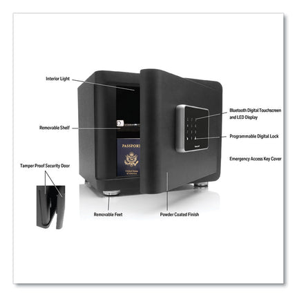 Bluetooth Smart Safe with Touch Screen, 15 x 11.8 x 11.8, 0.97 cu ft, Black