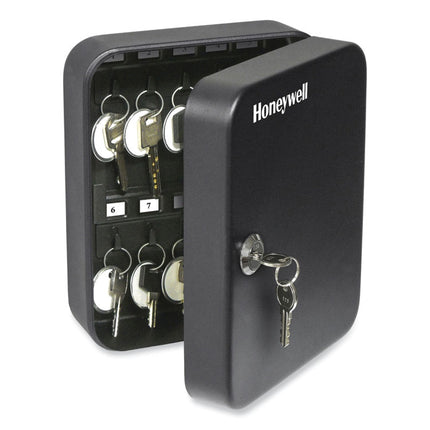 24-Slot Key Box, 6.3 x 2.9 x 7.8, Steel, Black