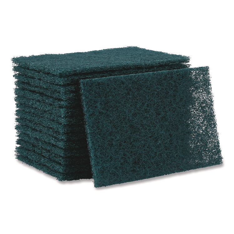 Heavy-Duty Scouring Pad, 6 x 9, Green, 15/Carton
