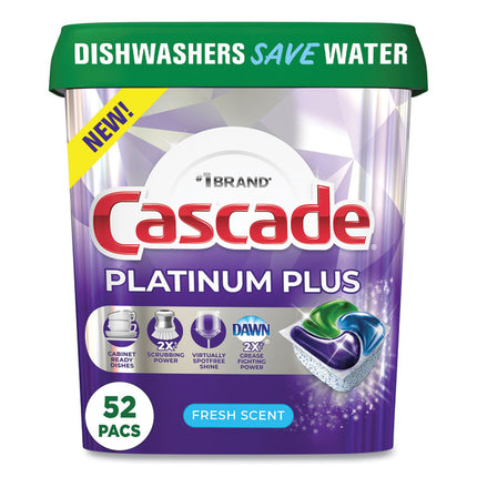 Platinum Plus ActionPacs Dishwasher Detergent Pods, Fresh Scent, 26.6 oz Tub, 47/Tub, 3 Tubs/Carton