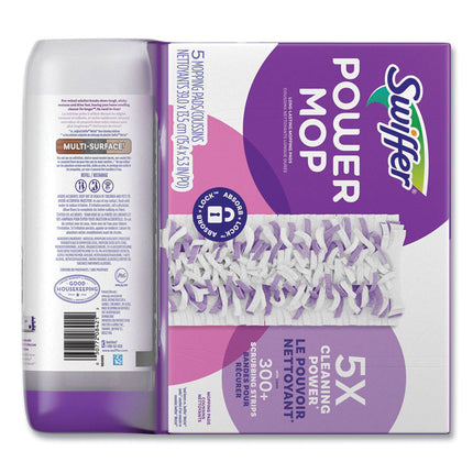 PowerMop Cleaning Solution and Pads Refill Pack, Lavender, 25.3 oz Bottle and 5 Pads per Pack, 4 Packs/Carton