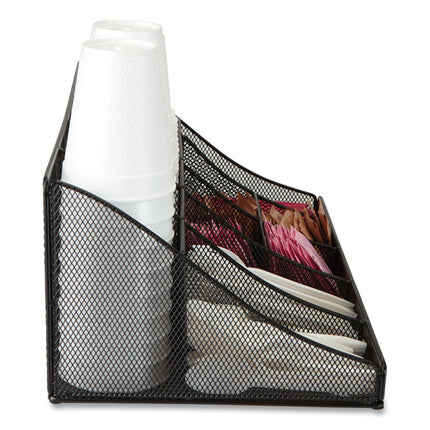 Network Collection 11-Compartment Coffee Cup and Condiment Countertop Organizer, 9.5 x 17.88 x 6.63, Black