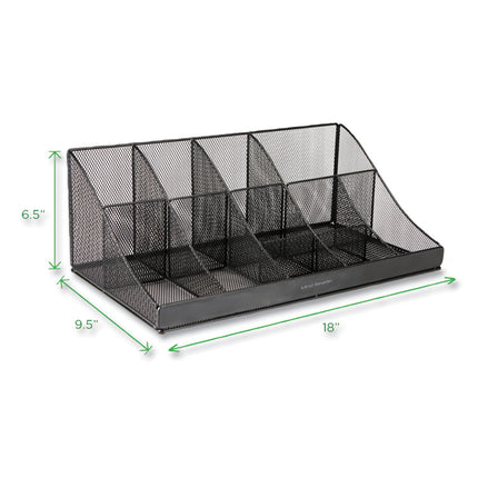 Network Collection 11-Compartment Coffee Cup and Condiment Countertop Organizer, 9.5 x 17.88 x 6.63, Black