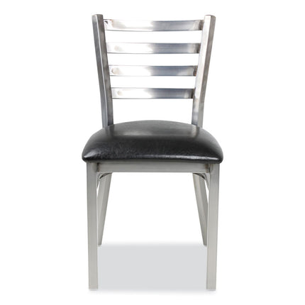 White Horse Series Side Chairs, Supports Up to 300 lb, 18" Seat Height, Black Seat, Industrial Clear-Coat Steel Back/Frame