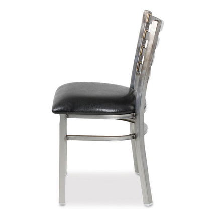White Horse Series Side Chairs, Supports Up to 300 lb, 18" Seat Height, Black Seat, Industrial Clear-Coat Steel Back/Frame