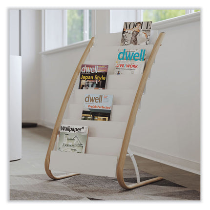 Literature Floor Display Rack, 22.8 x 19.69 x 36.61, White/Woodgrain