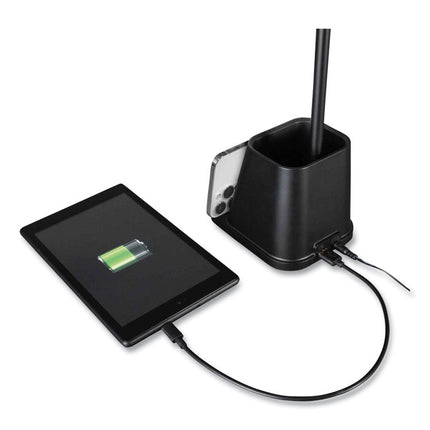 Wellness Series Merge LED Desk Lamp with Wireless Charging, 18.25" High, Black