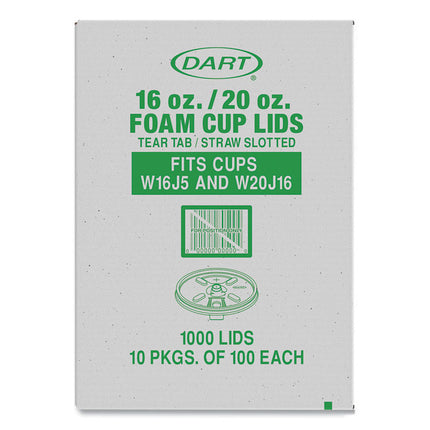 Lids for Foam Cups and Containers, Fits 16 oz/20 oz Hot Cups, Plastic, Translucent, 1,000/Carton