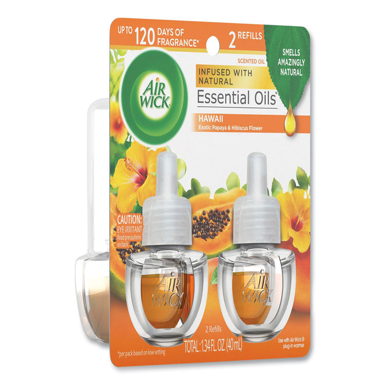 Scented Oil Twin Refill, Hawai'i Exotic Papaya/Hibiscus Flower, 0.67 oz, 2/Pack, 6 Packs/Carton