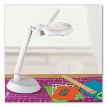 Space-Saving LED Magnifier Desk Lamp, 14" High, White