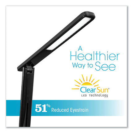 Wellness Series Slimline LED Desk Lamp, 5" to 20.25" High, Black